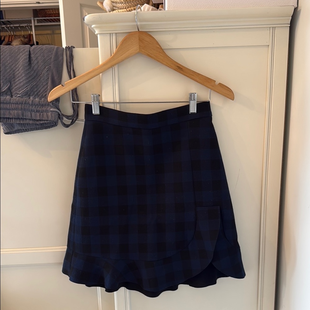 Zara Plaid Navy Skirt